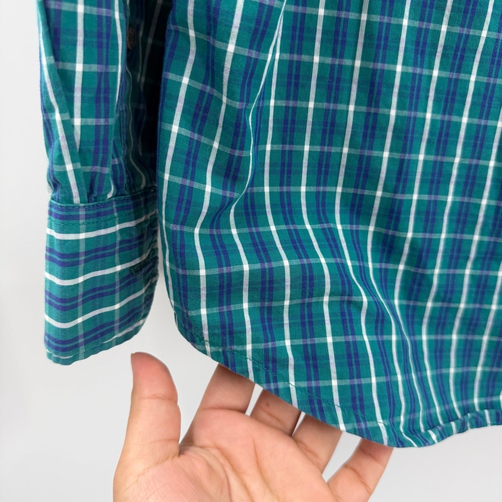 Polo Ralph Lauren Mens Green Blue Plaid Slim Fit Button Down Shirt Size M - Picture 10 of 10